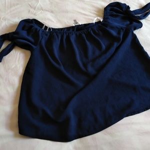 Navy Blue Off The Shoulder Blouse